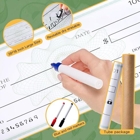 جائزة شيكات كبيرة الحجم كبيرة الحجم مقاس 38 * 16 بوصة للعروض التقديمية، فحص قابل لإعادة الاستخدام مع علامة (عبوتان) in Kuwait