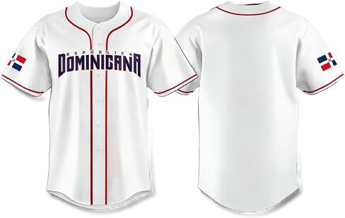 Dominican Republic New Classic Baseball Jersey 90s Short Sleeve Button Down Mesh Baseball Shirt Men Women in Kuwait