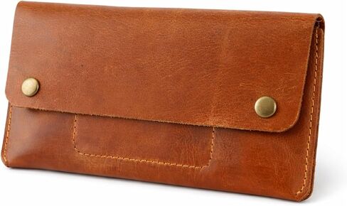The Antiq: Leather Currency Pouch, Currency Organiser with Small Zipper Pocket And Button Closure, Dollar Bills Holder, Bills Organizer, Money Bag For Men & Women (Brown) in Kuwait