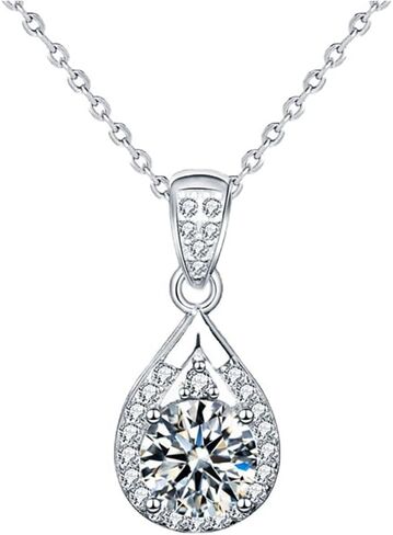 14K Gold Over Sterling Silver Vintage Teardrop 1/2/3 Carat Diamond Pendant Necklace for Women, D-Color VVS1, Timeless White Diamond Elegance in Kuwait