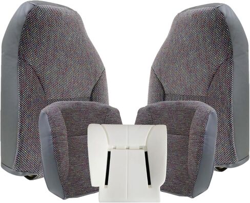 FZJDSD 5PCS Mist Gray Driver & Passenger Side Bottom & Top Lean Back Replacement Cloth Seat Covers and Driver Side Seat Foam Cushion Compatible with Dodge Ram 1500 2500 3500 1998 1999 2000 2001 2002 in Saudi Arabia