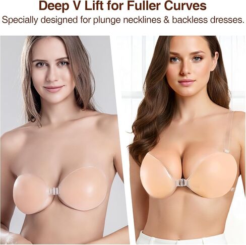 Strapless Adhesive Bra with Detachable Shoulder Straps Ultra Soft Silicone Push Up Strong Hold Invisible Sticky Bra in Saudi Arabia