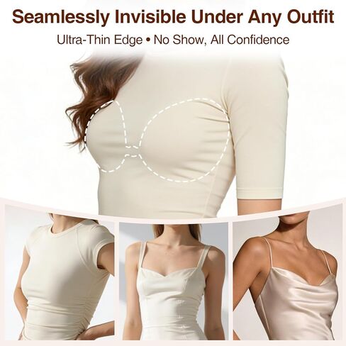 Strapless Adhesive Bra with Detachable Shoulder Straps Ultra Soft Silicone Push Up Strong Hold Invisible Sticky Bra in Saudi Arabia