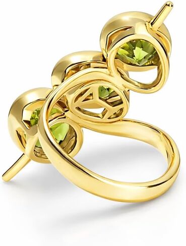 14K Gold Vermeil Peridot & Ruby Ring for Women – Three Oval Peridot Gemstones with Ruby Accents – August Birthstone Statement Ring – Fine Jewelry Gift for Her in Saudi Arabia