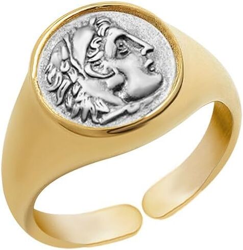 Antique Gold-Tone Hercules Rings for Women Men Unique Retro Pinky Signet Hip Hop Punk Finger Band Statement Thumb Middle Knuckle Ring Fashion Comfort Fit Personalise Greek Mythology Jewelry for Husband in Saudi Arabia