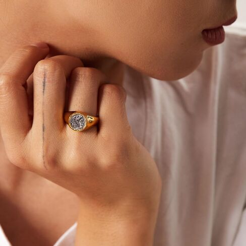 Antique Gold-Tone Hercules Rings for Women Men Unique Retro Pinky Signet Hip Hop Punk Finger Band Statement Thumb Middle Knuckle Ring Fashion Comfort Fit Personalise Greek Mythology Jewelry for Husband in Saudi Arabia