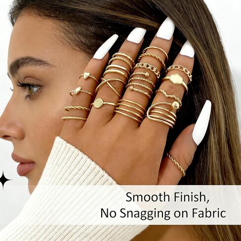 22 Pieces Gold Knuckle Rings Set for Women Boho Midi Stacking Pearl Rhinestone Band Vintage Joint Finger Ornaments (Pack of 22) in Saudi Arabia