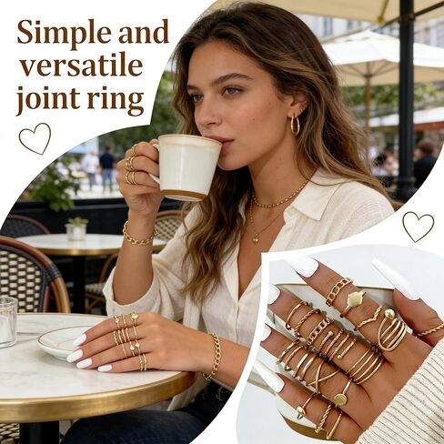 22 Pieces Gold Knuckle Rings Set for Women Boho Midi Stacking Pearl Rhinestone Band Vintage Joint Finger Ornaments (Pack of 22) in Saudi Arabia