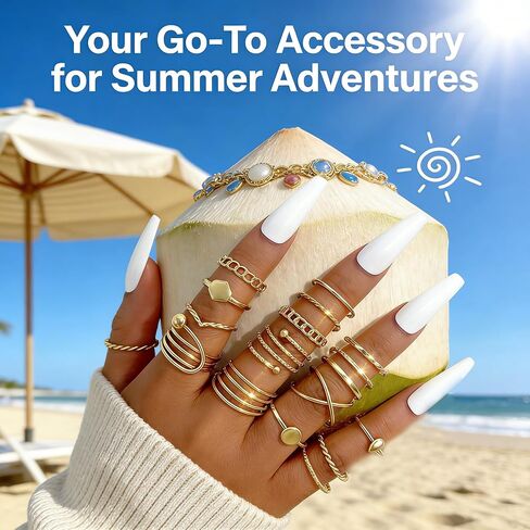 22 Pieces Gold Knuckle Rings Set for Women Boho Midi Stacking Pearl Rhinestone Band Vintage Joint Finger Ornaments (Pack of 22) in Saudi Arabia