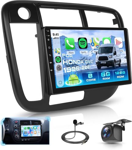 2G 64G Android Car Stereo for Honda Civic 1996-2001, Wireless Carplay Android Auto Car Radio 9’’ Touch Screen Head Unit with GPS WiFi Bluetooth Mirror Link FM RDS Backup Camera Mic in Saudi Arabia
