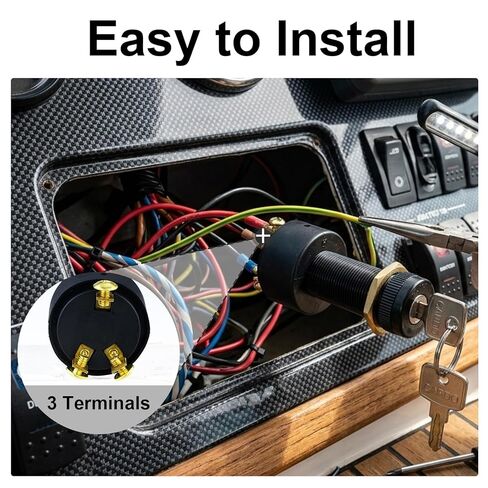 Ignition Switch with Key, 12V 10A 3-Position Universal Waterproof Keyed Ignition, Includes 2 Keys & Protective Rubber Boot, Compatible with Car Marine UTV ATV Tractor Ignition System Replacement in Saudi Arabia