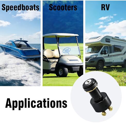 Ignition Switch with Key, 12V 10A 3-Position Universal Waterproof Keyed Ignition, Includes 2 Keys & Protective Rubber Boot, Compatible with Car Marine UTV ATV Tractor Ignition System Replacement in Saudi Arabia