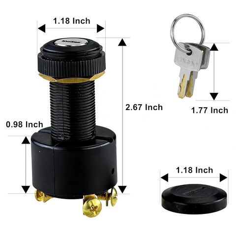 Ignition Switch with Key, 12V 10A 3-Position Universal Waterproof Keyed Ignition, Includes 2 Keys & Protective Rubber Boot, Compatible with Car Marine UTV ATV Tractor Ignition System Replacement in Saudi Arabia