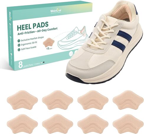 Welnove Heel Pads Grips for Shoes - 4 Pairs Fabric Adhesive Heel Liner Cushion Inserts Prevent Rubbing, Blisters, Foot Pain, Improve Heels, Pumps, Loafers, Stilettos Fit - Heel Pad for Women Men in Saudi Arabia