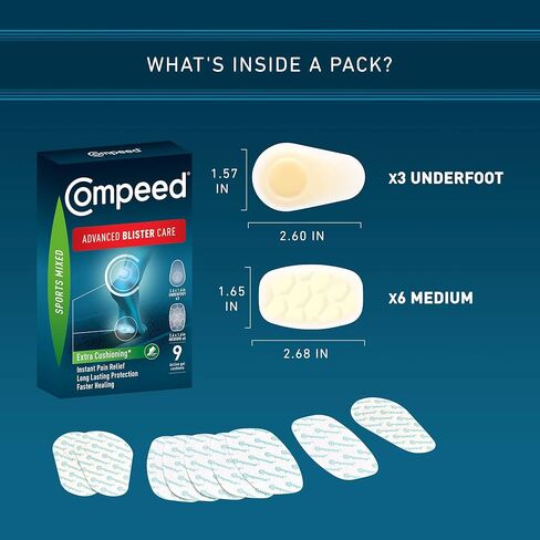 حزمة Compeed Advanced Blister Care 9 فوط رياضية مختلطة (عبوتان) و10 فوط بأحجام مختلطة (عبوتان) in Kuwait