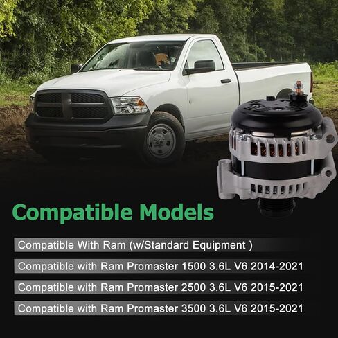 68271769AA مولد كهربائي 12 فولت 180 أمبير متوافق مع Ram ProMaster 1500/2500/3500 3.6L V6 2014-2021، يستبدل 421000-7120، 4727603AA in Kuwait