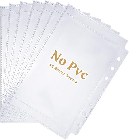 Double-Sided A6 Binder Inserts, 40 PCS 80 Pockets A6 Planner Inserts Card Sleeves Clear Top Loading Budget Sheet Protector Sleeves for 6 Ring Binders Cards Documents Photos Planner Accessories in Kuwait