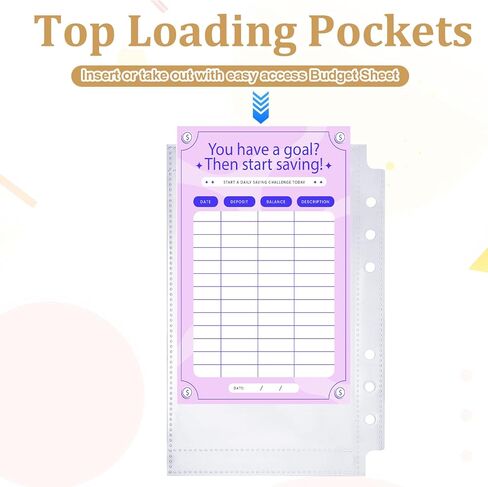 Double-Sided A6 Binder Inserts, 40 PCS 80 Pockets A6 Planner Inserts Card Sleeves Clear Top Loading Budget Sheet Protector Sleeves for 6 Ring Binders Cards Documents Photos Planner Accessories in Kuwait