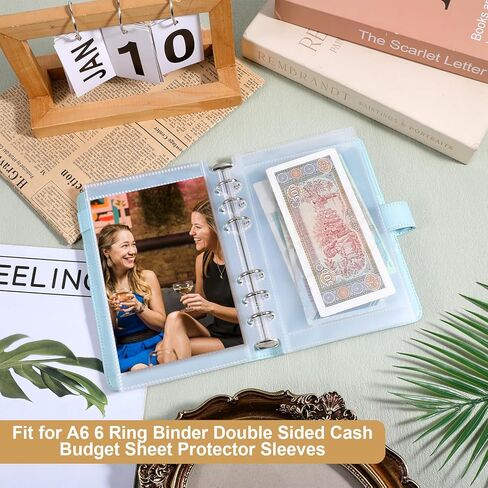 Double-Sided A6 Binder Inserts, 40 PCS 80 Pockets A6 Planner Inserts Card Sleeves Clear Top Loading Budget Sheet Protector Sleeves for 6 Ring Binders Cards Documents Photos Planner Accessories in Kuwait