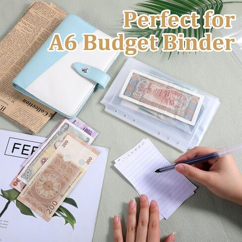 Double-Sided A6 Binder Inserts, 40 PCS 80 Pockets A6 Planner Inserts Card Sleeves Clear Top Loading Budget Sheet Protector Sleeves for 6 Ring Binders Cards Documents Photos Planner Accessories in Kuwait