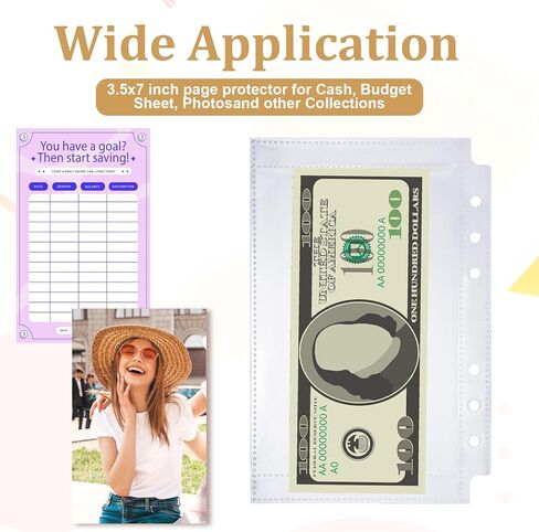 Double-Sided A6 Binder Inserts, 40 PCS 80 Pockets A6 Planner Inserts Card Sleeves Clear Top Loading Budget Sheet Protector Sleeves for 6 Ring Binders Cards Documents Photos Planner Accessories in Kuwait