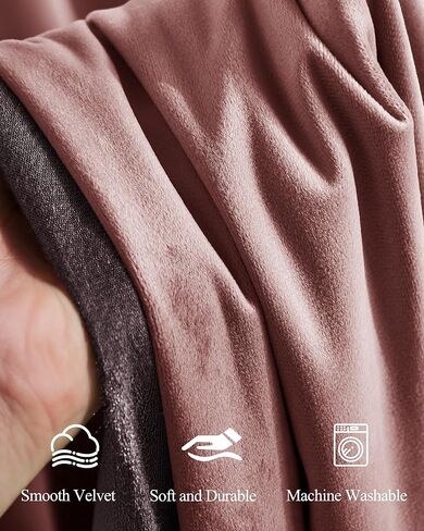 StangH Dusty Rose Pinch Pleated Curtains for Living Room, Romantic Velvet Window Drapes with Privacy Solid Thermal Insulated Elegant Home Decor for Sliding Door, W40 x L84, 2 Panels in Kuwait