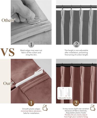 StangH Dusty Rose Pinch Pleated Curtains for Living Room, Romantic Velvet Window Drapes with Privacy Solid Thermal Insulated Elegant Home Decor for Sliding Door, W40 x L84, 2 Panels in Kuwait