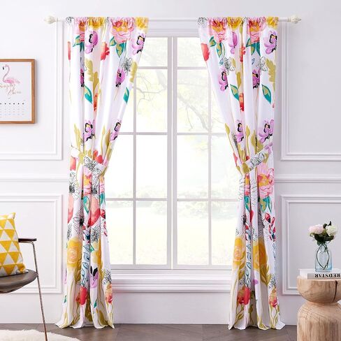 Greenland Home Watercolor Dream Curtains - Drapes - Lined Panel Pair with tiebacks - Set of 2 Panels - 84" L - White in Saudi Arabia