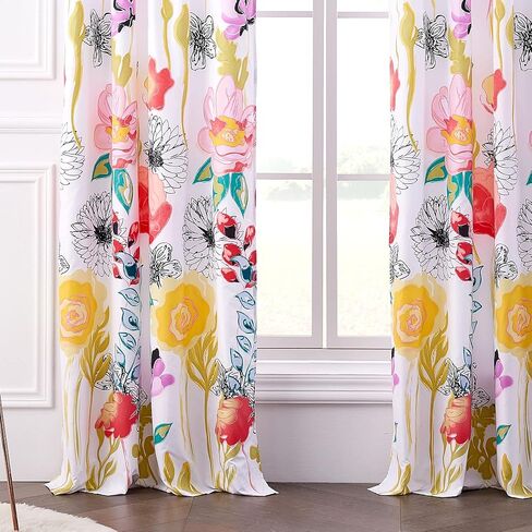 Greenland Home Watercolor Dream Curtains - Drapes - Lined Panel Pair with tiebacks - Set of 2 Panels - 84" L - White in Saudi Arabia