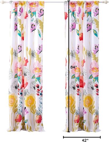 Greenland Home Watercolor Dream Curtains - Drapes - Lined Panel Pair with tiebacks - Set of 2 Panels - 84" L - White in Saudi Arabia