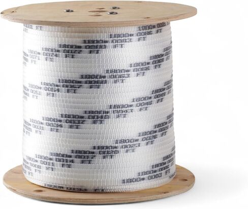 شريط سحب قياس القناة ESK Packaging® - 1/2 بوصة × 500 قدم - 1250#، بكرة خشبية، شريط سحب بوليستر منخفض التمدد، مشحم مسبقًا | علامة القدم | قناة تحت الأرض وسلسلة سحب الأسلاك in Kuwait