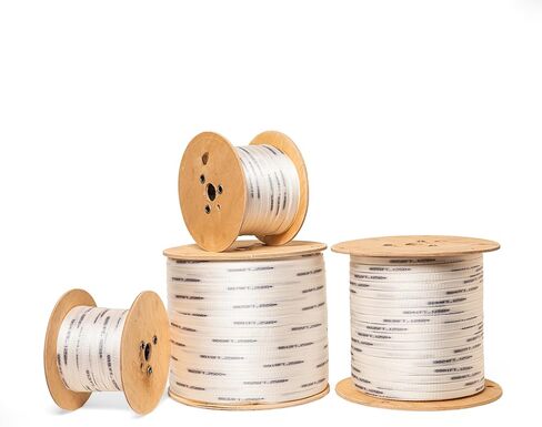 شريط سحب قياس القناة ESK Packaging® - 1/2 بوصة × 500 قدم - 1250#، بكرة خشبية، شريط سحب بوليستر منخفض التمدد، مشحم مسبقًا | علامة القدم | قناة تحت الأرض وسلسلة سحب الأسلاك in Kuwait