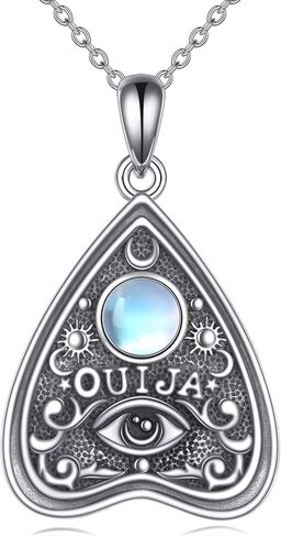 Ouija Moonstone قلادة من الفضة الإسترليني Ouija Board Planchette قلادة مجوهرات ساحرة القوطية الويكا مخيف هدايا للنساء الفتيات in Kuwait