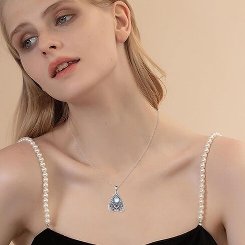 Ouija Moonstone قلادة من الفضة الإسترليني Ouija Board Planchette قلادة مجوهرات ساحرة القوطية الويكا مخيف هدايا للنساء الفتيات in Kuwait