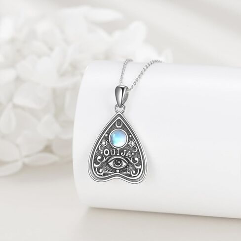 Ouija Moonstone قلادة من الفضة الإسترليني Ouija Board Planchette قلادة مجوهرات ساحرة القوطية الويكا مخيف هدايا للنساء الفتيات in Kuwait