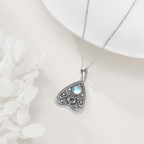 Ouija Moonstone قلادة من الفضة الإسترليني Ouija Board Planchette قلادة مجوهرات ساحرة القوطية الويكا مخيف هدايا للنساء الفتيات in Kuwait