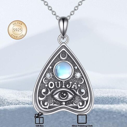 Ouija Moonstone قلادة من الفضة الإسترليني Ouija Board Planchette قلادة مجوهرات ساحرة القوطية الويكا مخيف هدايا للنساء الفتيات in Kuwait