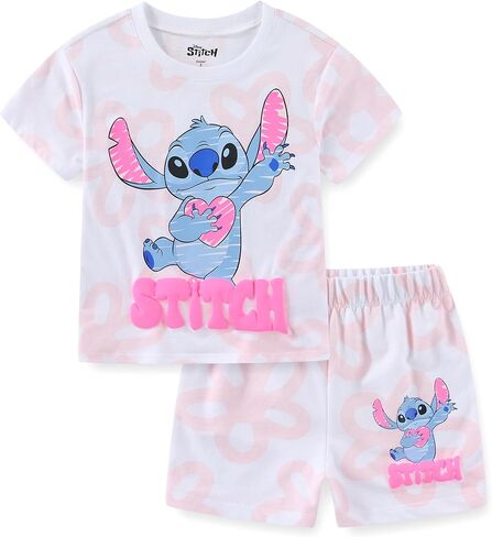 Disney Lilo & Stitch Girls Short Sleeve T-Shirt and Shorts Set for Big Kids in Saudi Arabia
