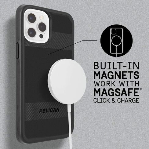 سلسلة Pelican Voyager - غطاء حماية MAGSAFE عالي التحمل لهاتف IPhone 13 Pro Max مع حافظة بمشبك حزام - حماية من السقوط بطول 18 قدمًا - حافظة 6.7 بوصات، أسود in Saudi Arabia