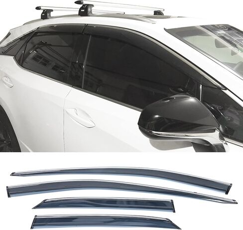 Window Visor Compatible with 2016-2022 Lexus RX350 RX450h, Injection Polycarbonate with Chrome Trim Air Deflector Rain Guard Shade by IKON MOTORSPORTS, 2017 2018 2019 2020 2021 in Saudi Arabia