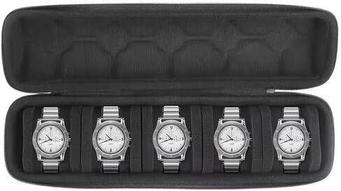 Watch Storage Box Heavy-Duty 5-Compartment Scratch-Resistant Lining with Handle Flip Cover for Travel, Home Storage, Watch Collectors, A1 in Saudi Arabia