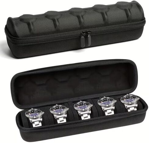 Watch Storage Box Heavy-Duty 5-Compartment Scratch-Resistant Lining with Handle Flip Cover for Travel, Home Storage, Watch Collectors, A1 in Saudi Arabia