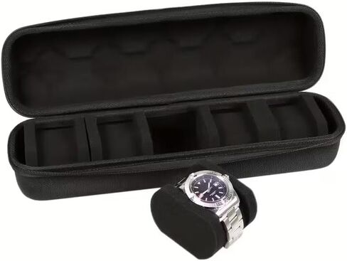 Watch Storage Box Heavy-Duty 5-Compartment Scratch-Resistant Lining with Handle Flip Cover for Travel, Home Storage, Watch Collectors, A1 in Saudi Arabia