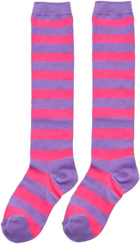 Kids Boys-Girls-Knee-High-Socks Green White Stripes Novelty Costume for Independence Day for 7-12Year in Saudi Arabia