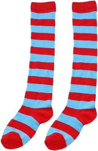 Kids Boys-Girls-Knee-High-Socks Green White Stripes Novelty Costume for Independence Day for 7-12Year in Saudi Arabia