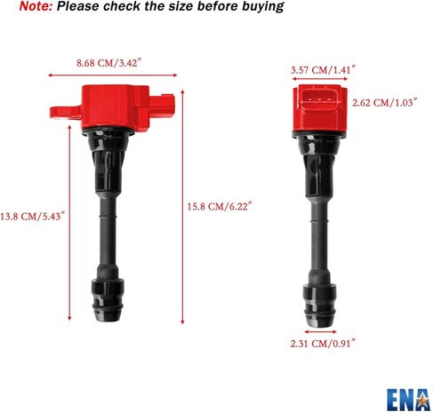 ENA Set of 4 Red Ignition Coil Pack and 4 Platinum Spark Plug Compatible with Nissan 2002 2003 2004 2005 2006 Sentra Altima 2.5L L4 Coils Replacement for UF350 224488H315 C1398 4505 in Saudi Arabia
