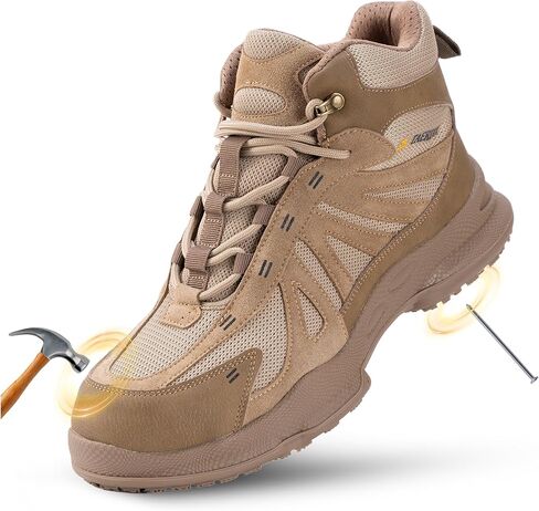 Oil Slip Resistant & Breathable Safety Shoes with Kevlar Anti-Puncture, Steel Toe Work Boots for Men and Women, Lightweight Leather Fabric Upper for Construction, Industrial, Outdoor Work ﻿ in Saudi Arabia