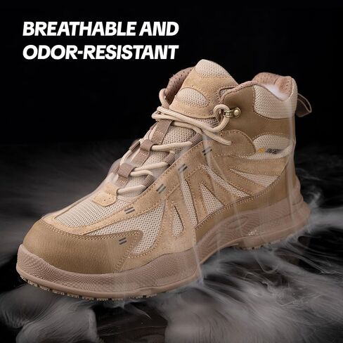 Oil Slip Resistant & Breathable Safety Shoes with Kevlar Anti-Puncture, Steel Toe Work Boots for Men and Women, Lightweight Leather Fabric Upper for Construction, Industrial, Outdoor Work ﻿ in Saudi Arabia