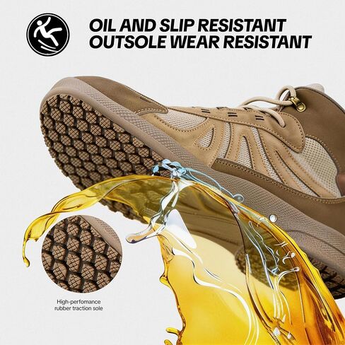 Oil Slip Resistant & Breathable Safety Shoes with Kevlar Anti-Puncture, Steel Toe Work Boots for Men and Women, Lightweight Leather Fabric Upper for Construction, Industrial, Outdoor Work ﻿ in Saudi Arabia