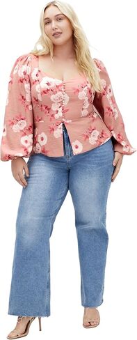 City Chic Plus Size Sweet Vintage Rose Adelyn Print TOP in Saudi Arabia